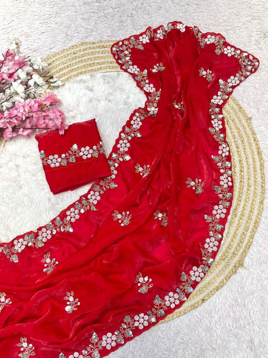 Beautiful Sequence Brits C- pallu work along saree