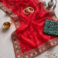 Fox Goegetts Embroidery Thread with mirror work saree