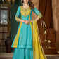 Mal Chanderi Multi Embroidery Thread With Real Hand Work Anarkali Kurti