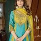 Mal Chanderi Multi Embroidery Thread With Real Hand Work Anarkali Kurti