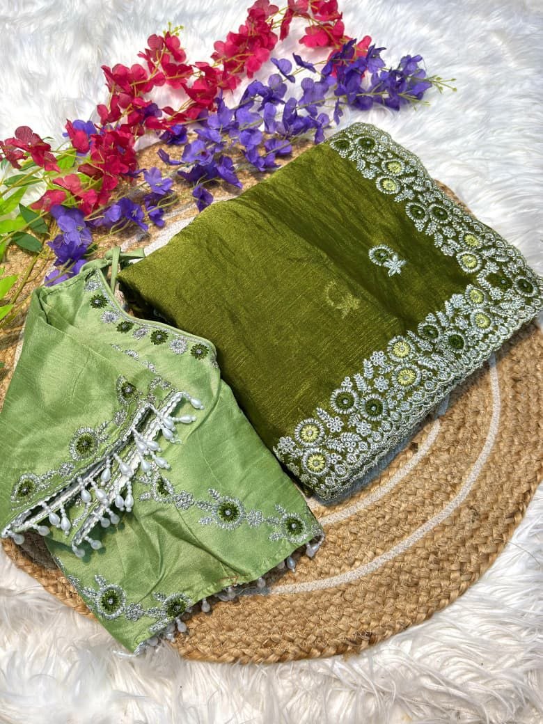 Very Soft nd Elegant Rich Look fendy chiffon silk fabric saree
