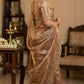 Pure  Space Silk With Beautiful Original Gold Beeds Work Saree