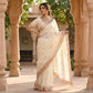 Pure  Space Silk With Beautiful Original Gold Beeds Work Saree