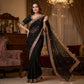 Pure  Space Silk With Beautiful Original Gold Beeds Work Saree