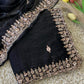 Pure  Space Silk With Beautiful Original Gold Beeds Work Saree