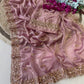 Pure  Space Silk With Beautiful Original Gold Beeds Work Saree