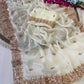 Pure  Space Silk With Beautiful Original Gold Beeds Work Saree