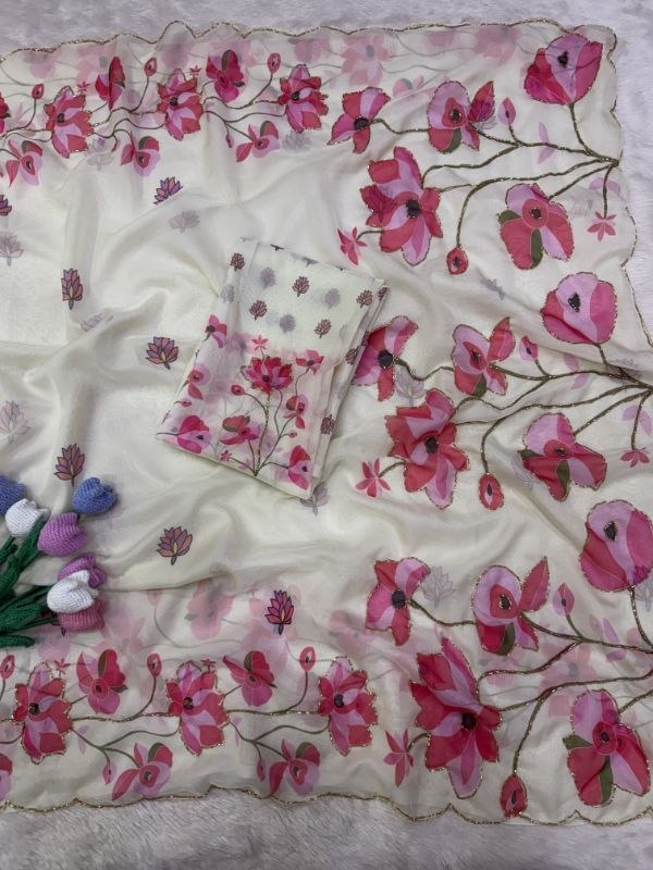 Soft Tebby silk with floral print saree