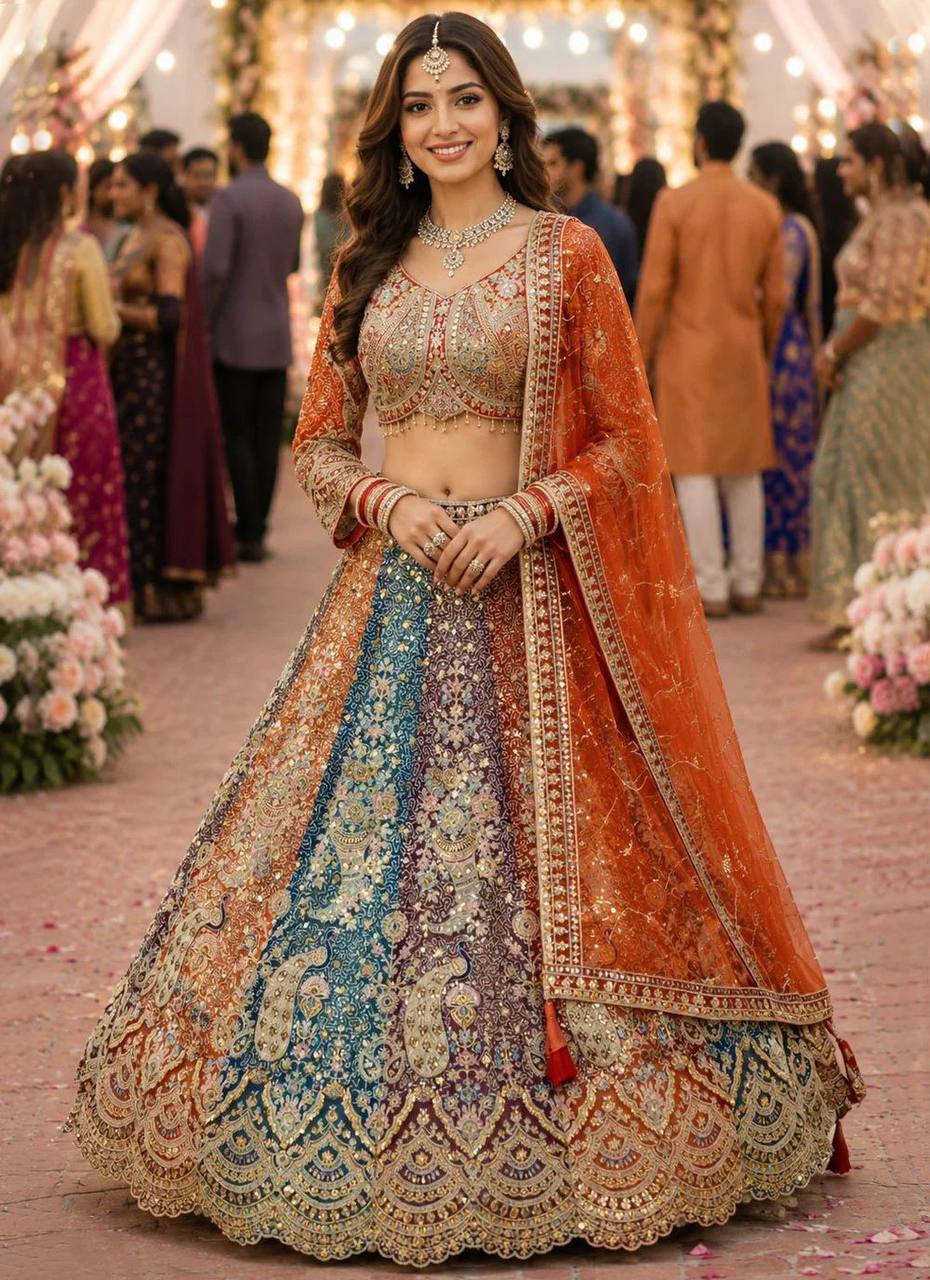 Launching Soft Butterfly Net Coding Sequins Work Lehenga