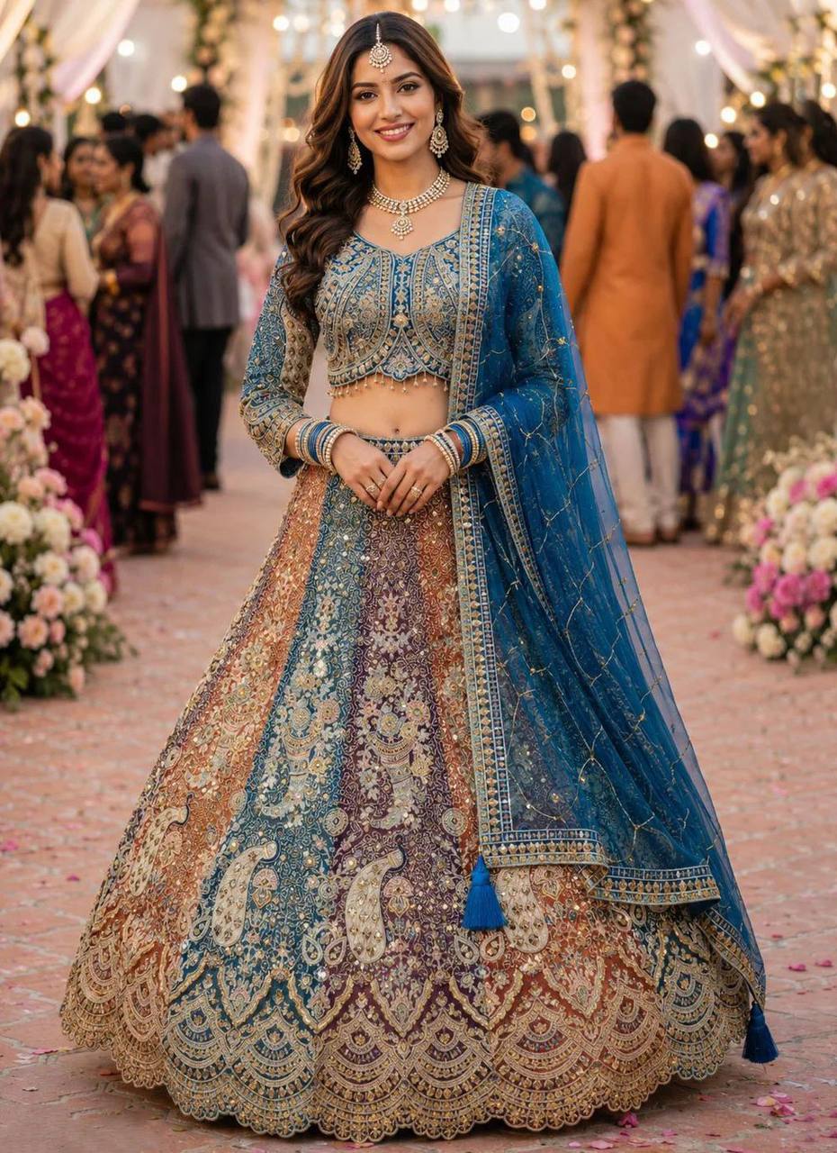 Launching Soft Butterfly Net Coding Sequins Work Lehenga