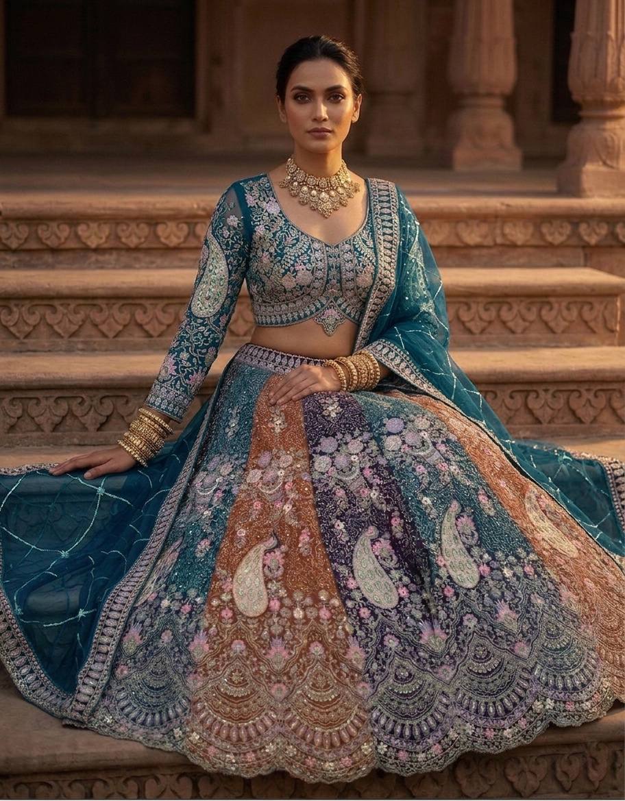 Launching Soft Butterfly Net Coding Sequins Work Lehenga