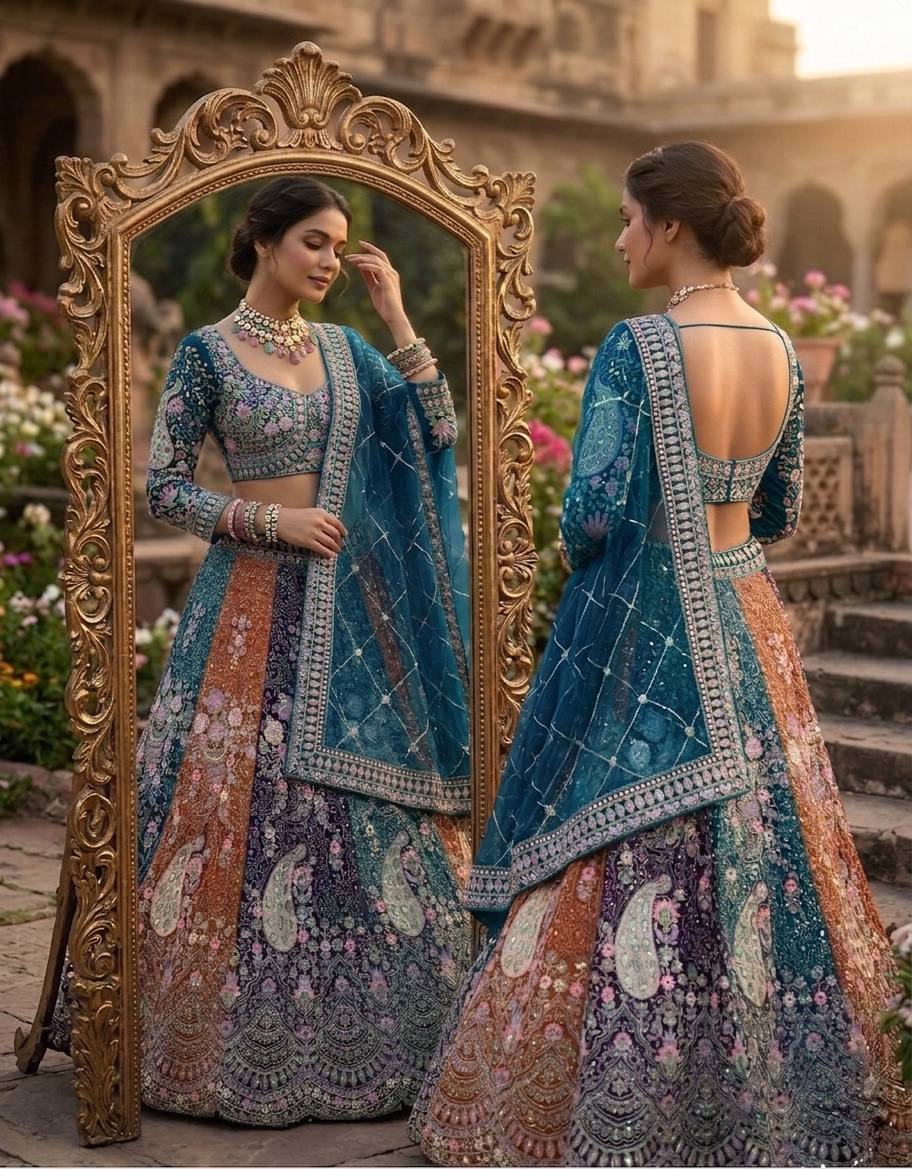 Launching Soft Butterfly Net Coding Sequins Work Lehenga