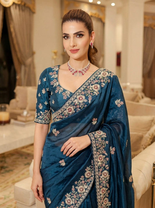 Designer Party Wear Pure Soft Tissue Silk Saree