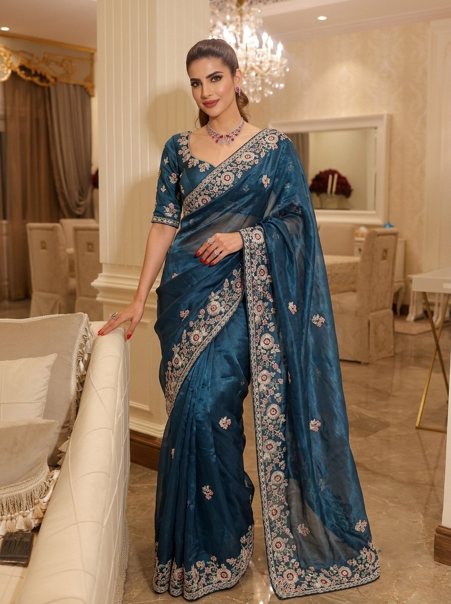 Designer Party Wear Pure Soft Tissue Silk Saree