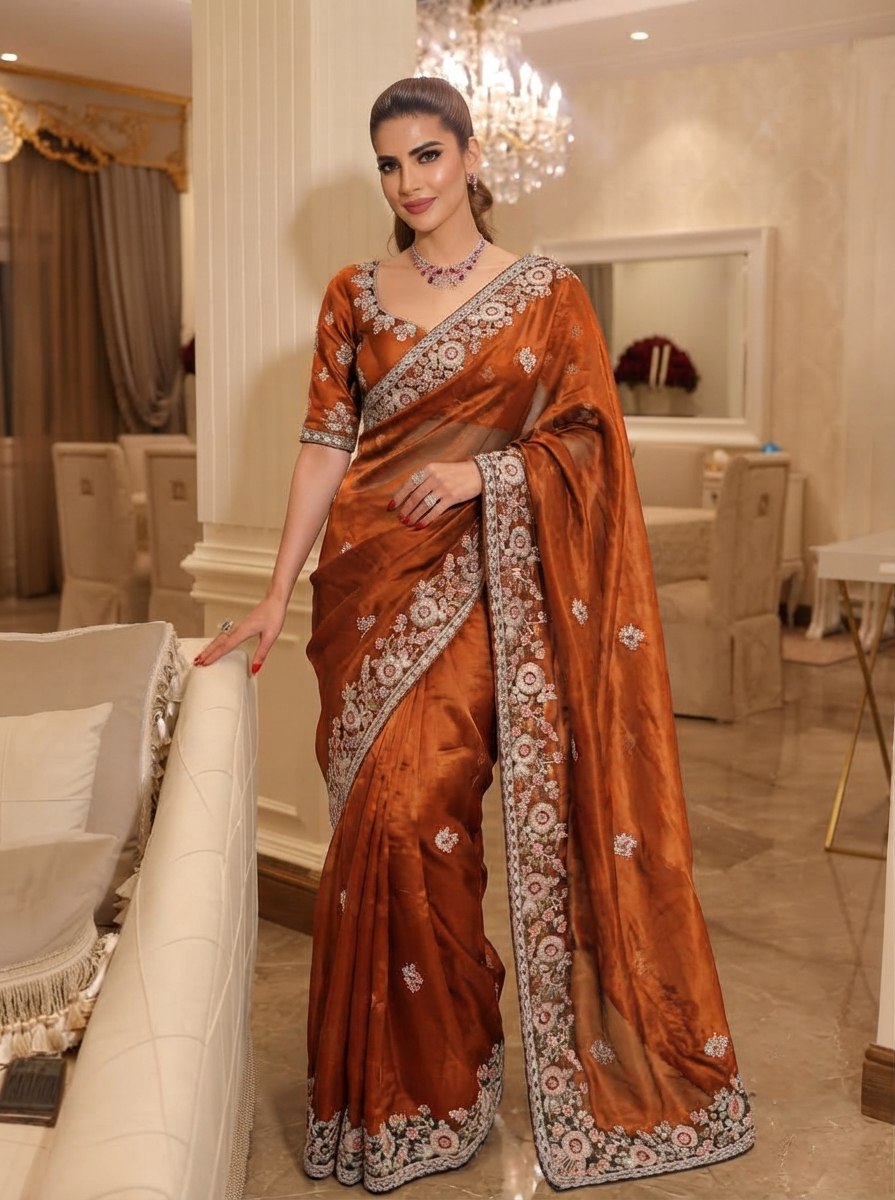 Designer Party Wear Pure Soft Tissue Silk Saree