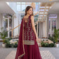 Faux Georgeet Embroidery Sequence Zari Suit