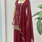 Faux Georgeet Embroidery Sequence Zari Suit