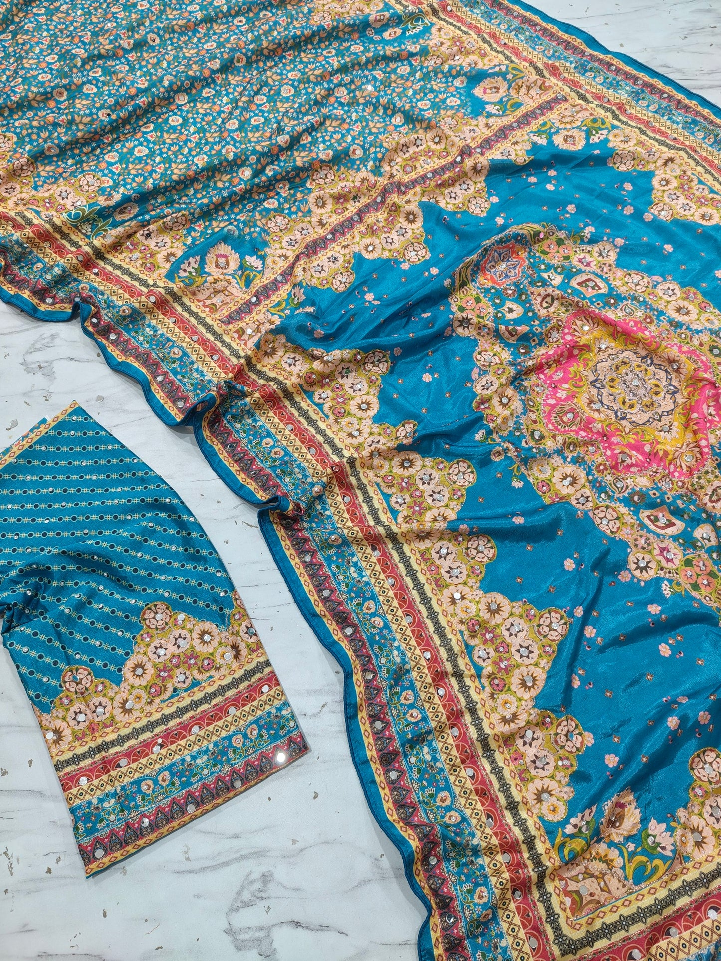 Presenting You Most Beautiful Latest Real Mirror Work Saree Collection