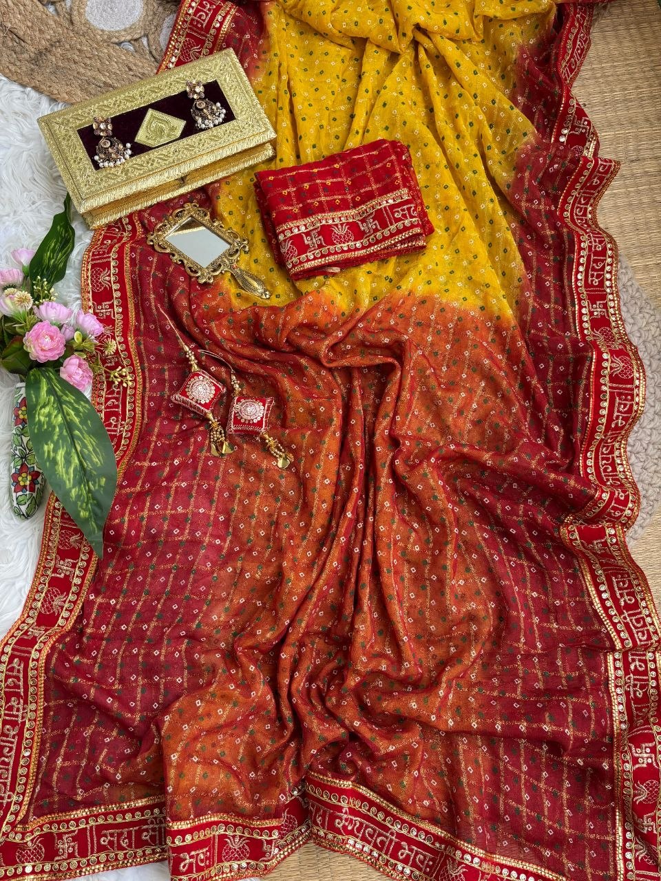 Beautiful pretty women wearing Pure viscose Georgette saree