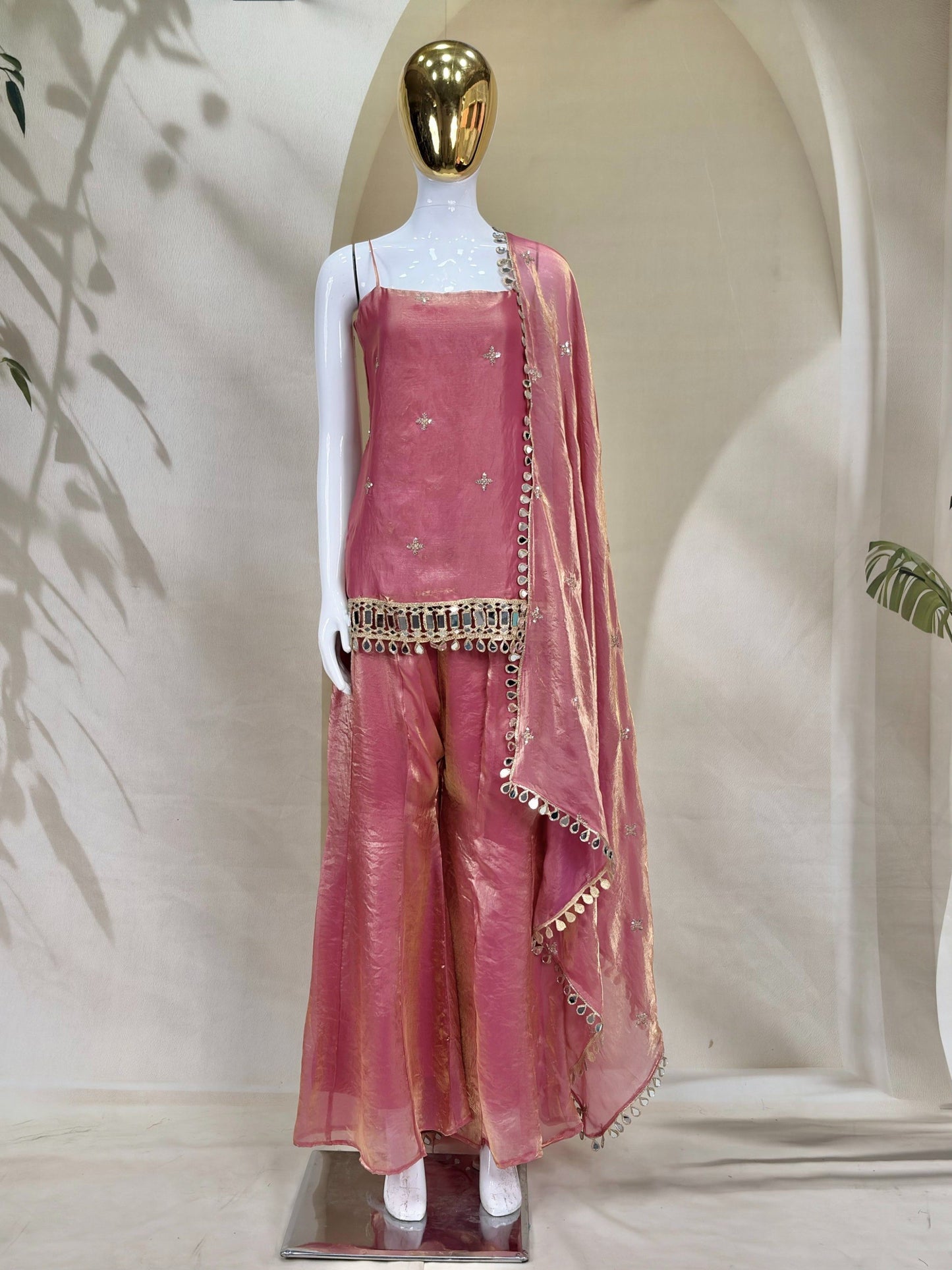 Premium Fandy Fabric Zari & Sequence Embroidery Work Sharara Set