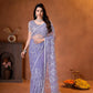 Net Bidds sequence pearls Embroidery Work Saree