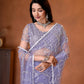 Net Bidds sequence pearls Embroidery Work Saree