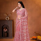 Net Bidds sequence pearls Embroidery Work Saree