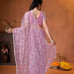 Net Bidds sequence pearls Embroidery Work Saree