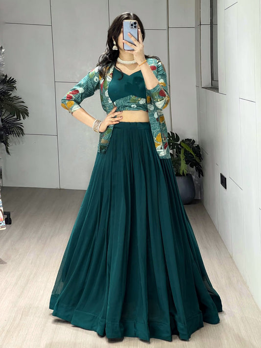 Sehen Sie umwerfend aus in diesem wunderschönen cremefarbenen Lehenga-Set