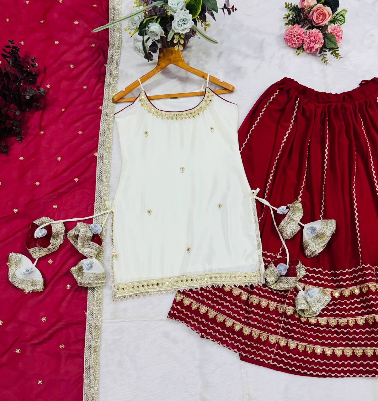Vichitra Silk With 3/9mm Sequins Zari Embroidered work Suit