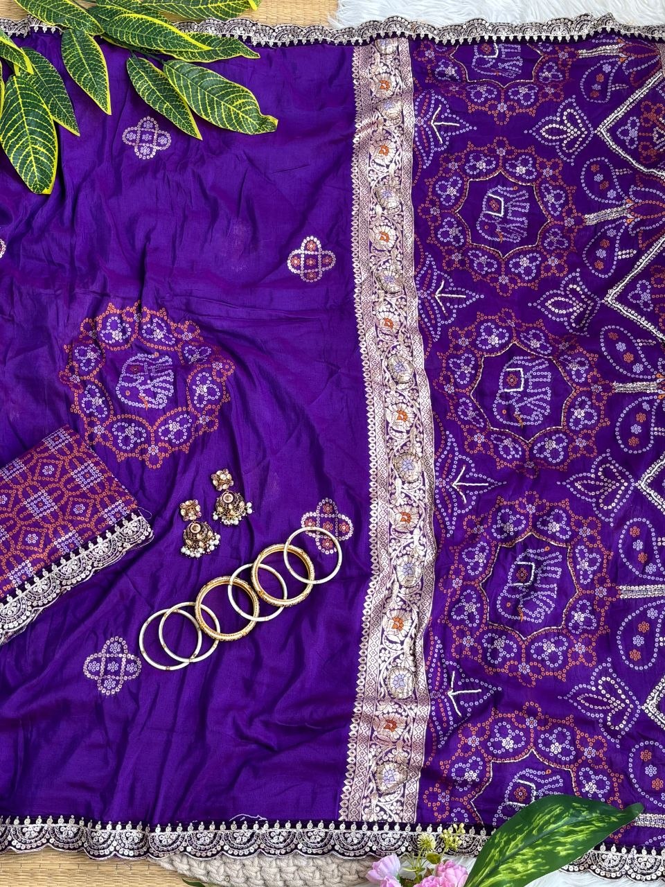 Pure soft viscose georgette sarees with amazing weaving patola Bandhni