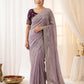 Pure Fandy satin material with c pallu embroidery work saree