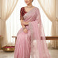 Pure Fandy satin material with c pallu embroidery work saree
