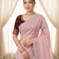 Pure Fandy satin material with c pallu embroidery work saree