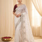 Pure Fandy satin material with c pallu embroidery work saree