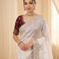 Pure Fandy satin material with c pallu embroidery work saree