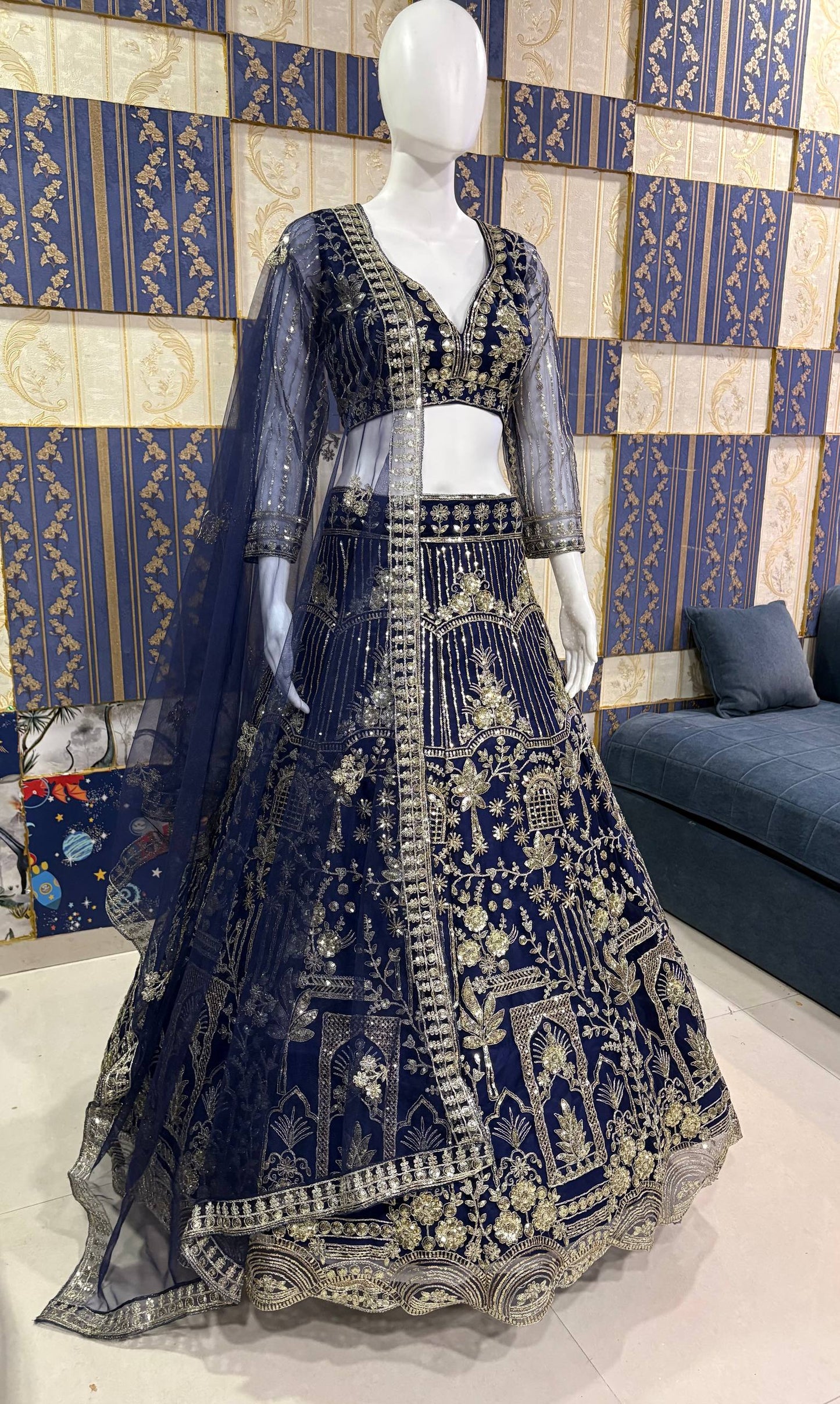 Launching 4 meter flared Premium Quality Soft Net Lehenga