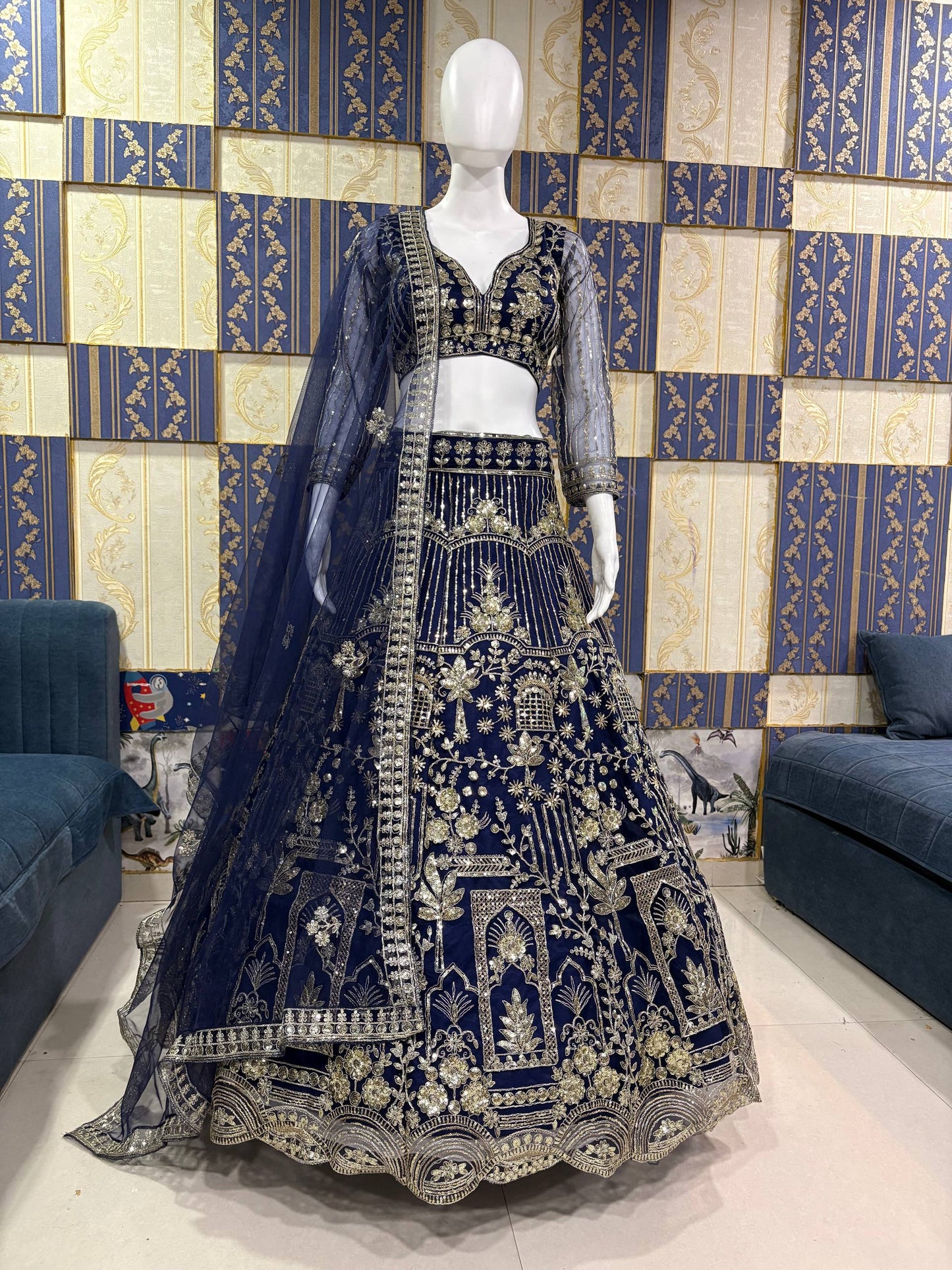 Launching 4 meter flared Premium Quality Soft Net Lehenga