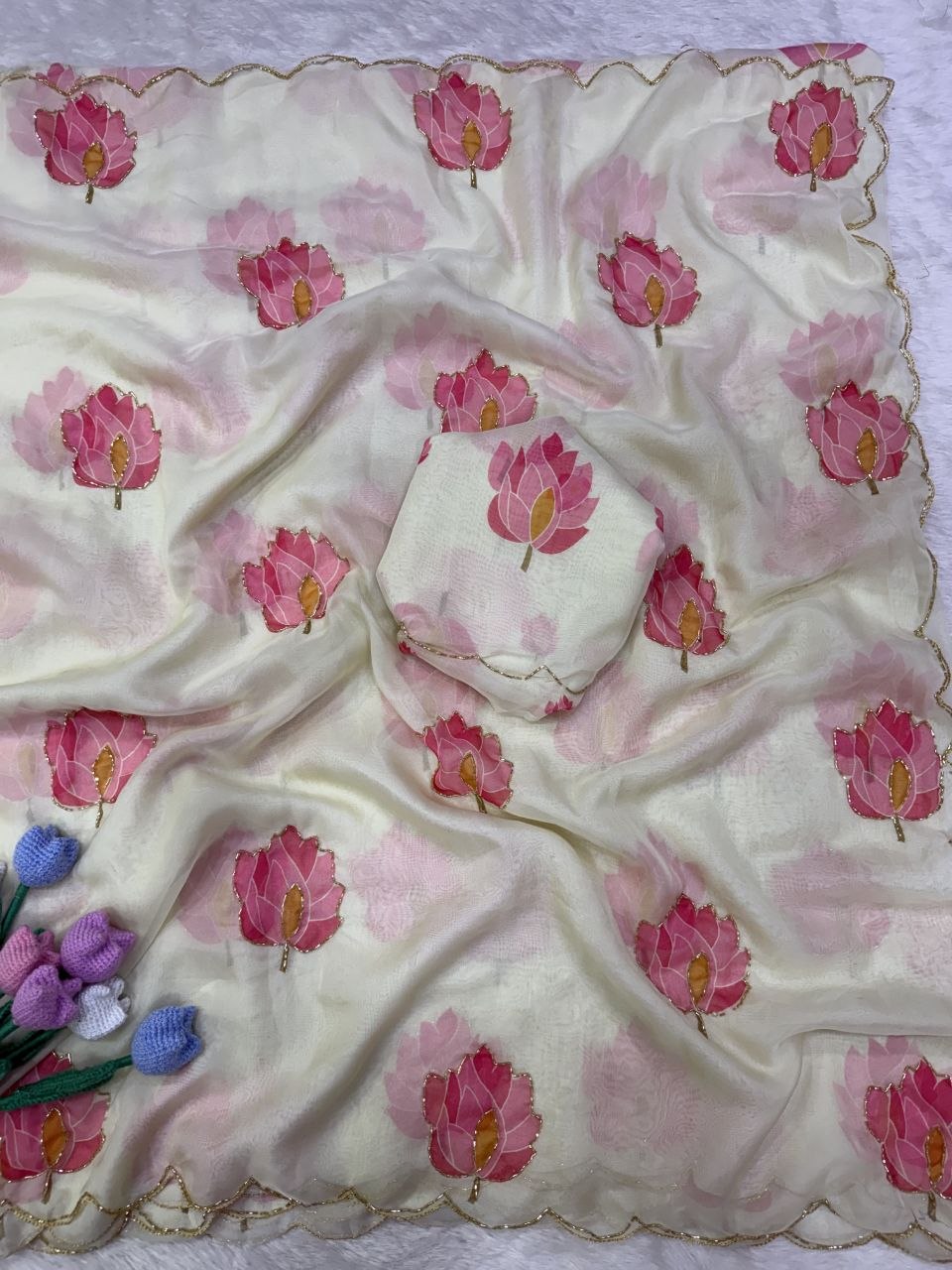 Soft Tebby silk with floral print saree