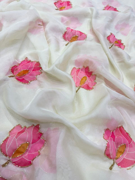 Soft Tebby silk with floral print saree