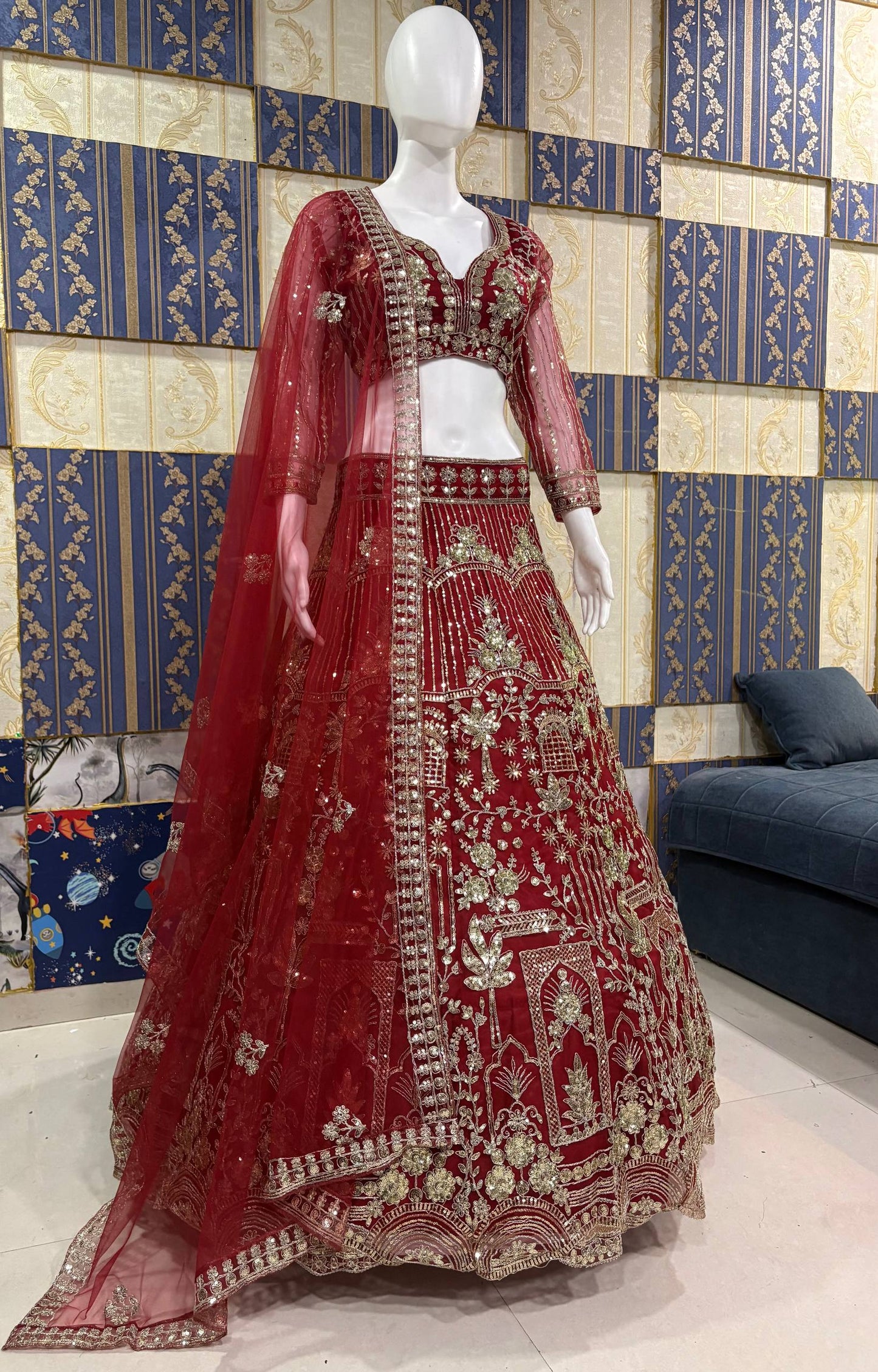 Launching 4 meter flared Premium Quality Soft Net Lehenga