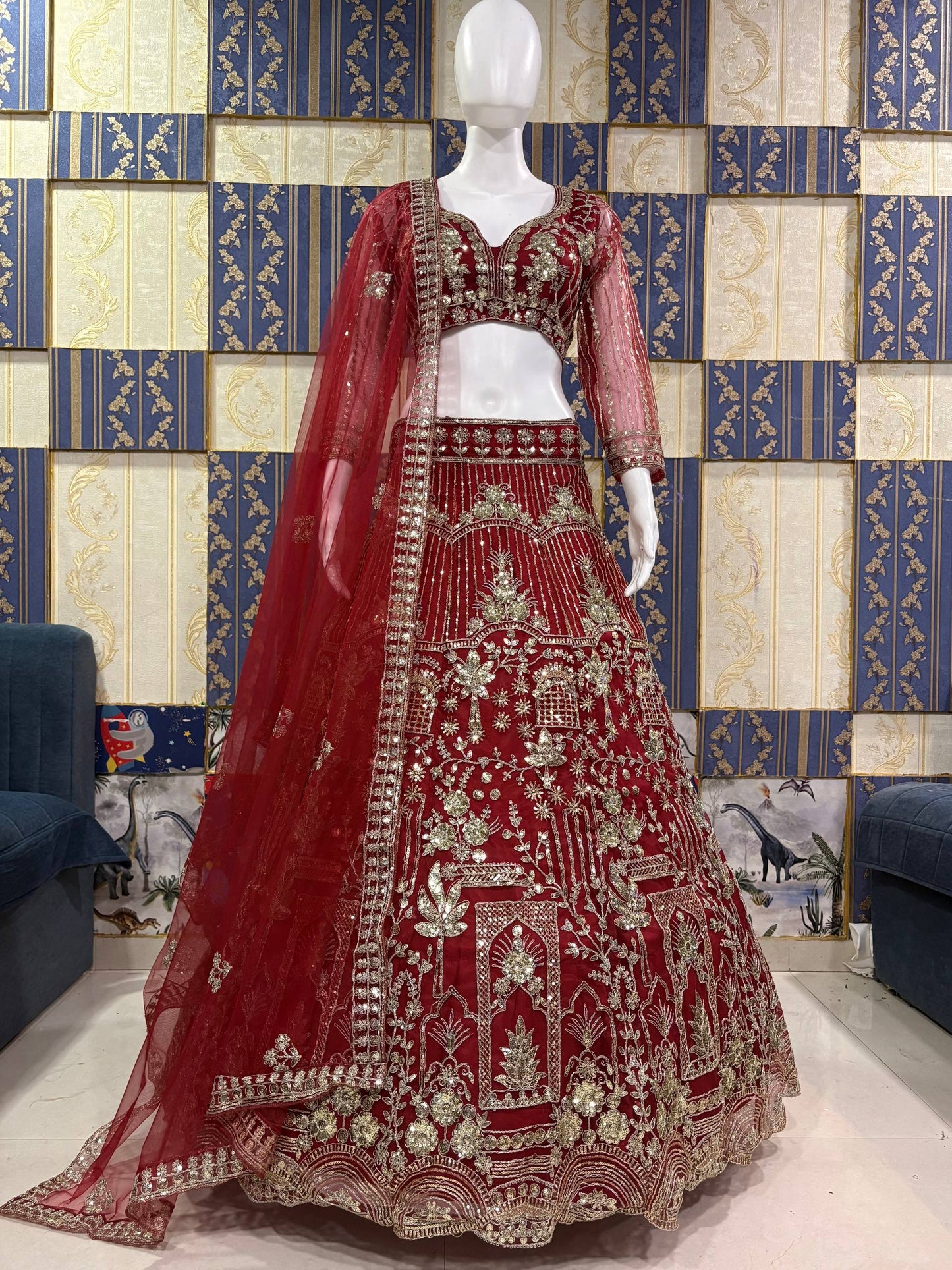 Launching 4 meter flared Premium Quality Soft Net Lehenga