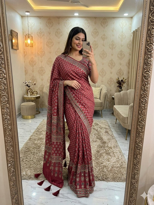 Presenting You Most Beautiful Latest Real Mirror Work Saree Collection