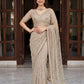Net Bidds sequence pearls Embroidery Work Saree