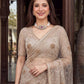 Net Bidds sequence pearls Embroidery Work Saree