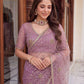 Net Bidds sequence pearls Embroidery Work Saree
