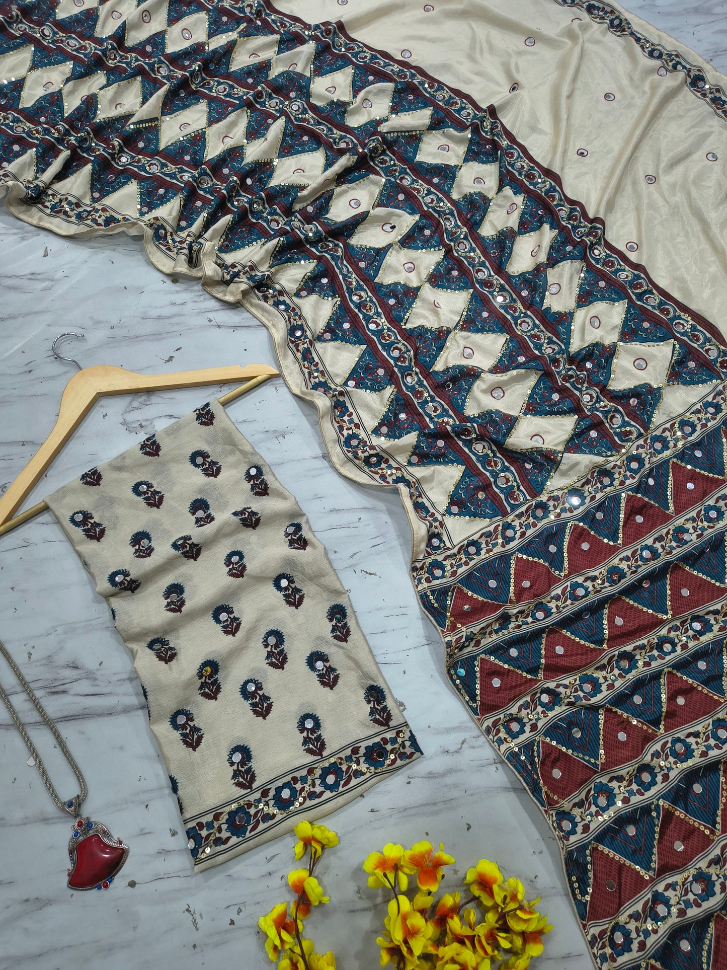 Presenting You Most Beautiful Latest Real Mirror Work Saree Collection