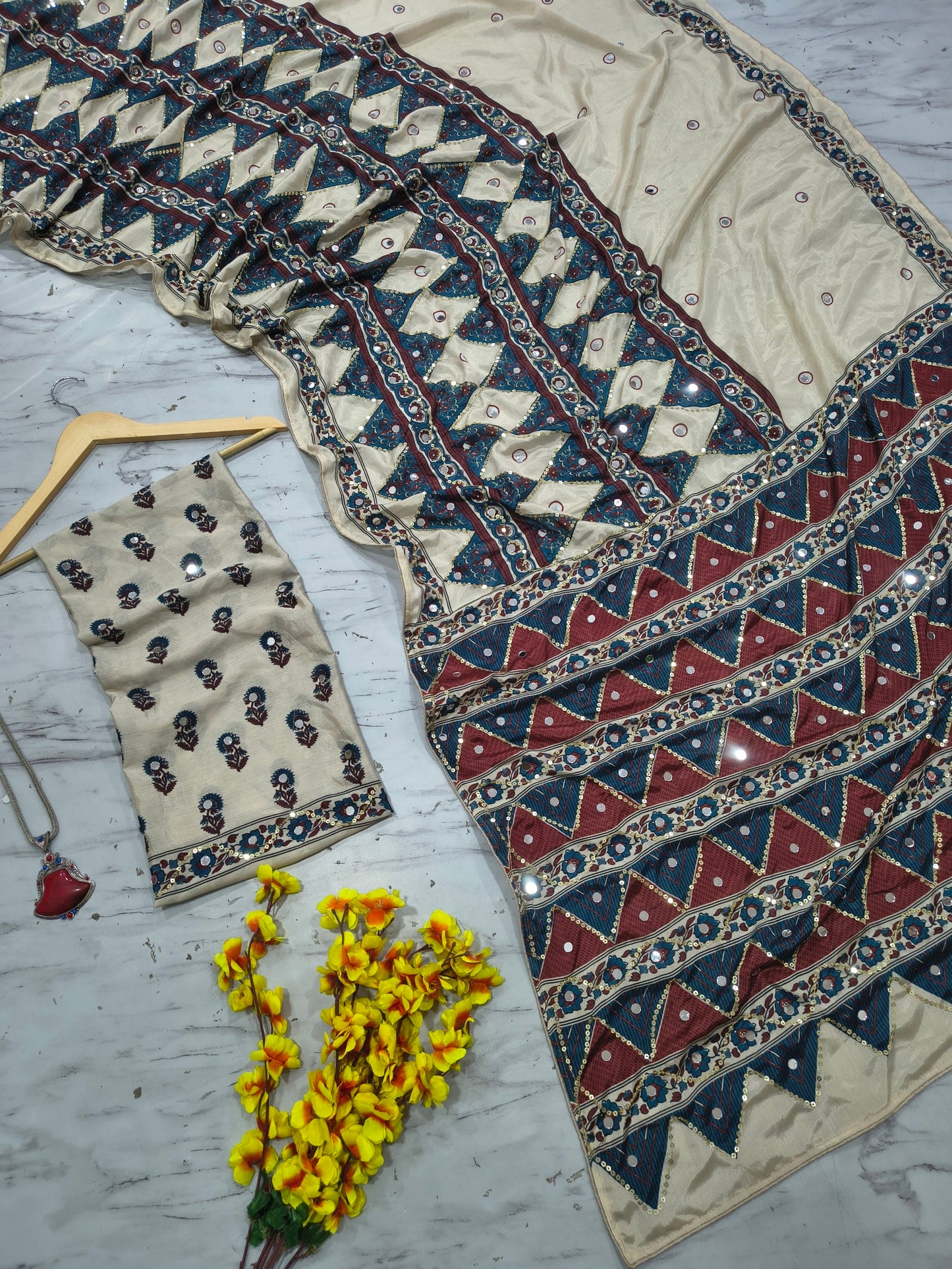 Presenting You Most Beautiful Latest Real Mirror Work Saree Collection