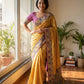 Soft Chinnon with beautiful print saree