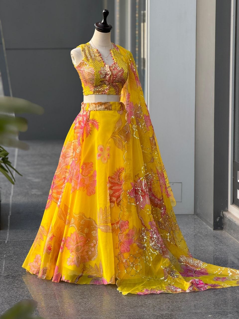 Pure Organza digital printed lehnga
